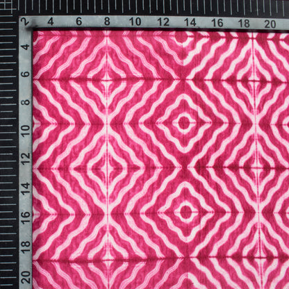 Rouge Pink Geometric Pattern Digital Print Crepe Silk Fabric