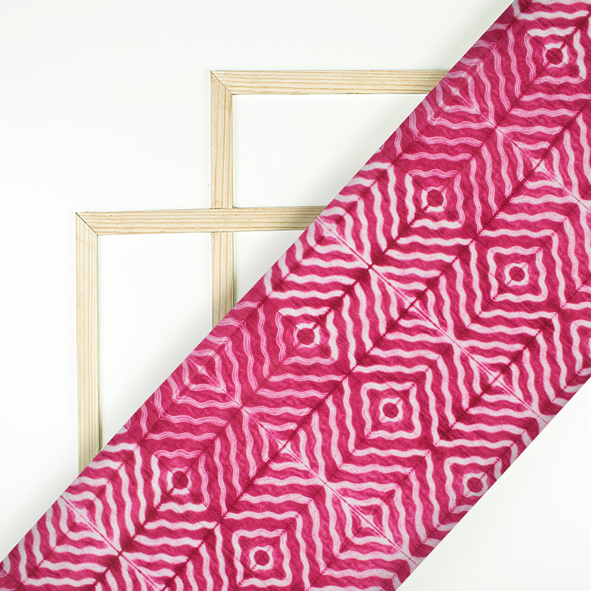 Rouge Pink Geometric Pattern Digital Print Crepe Silk Fabric