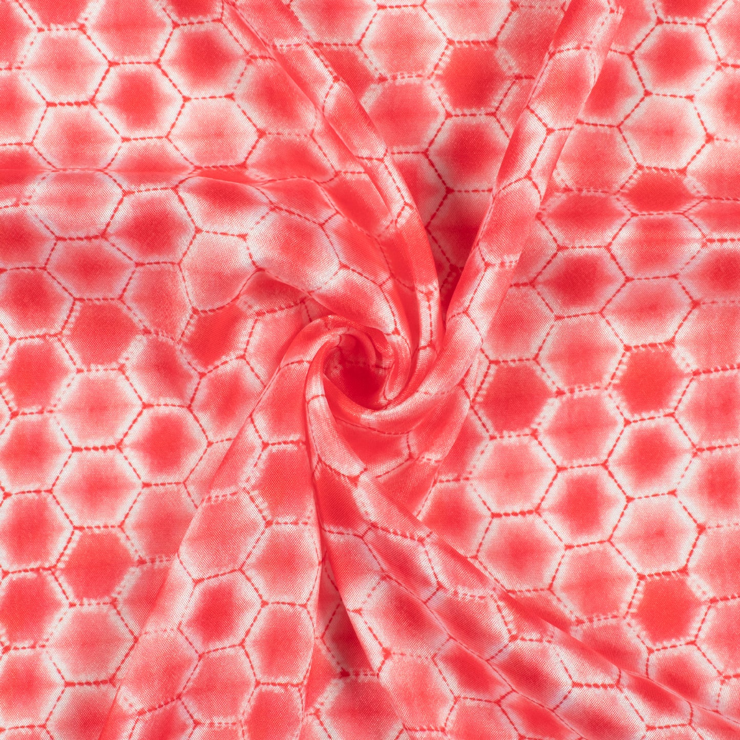 Desire Red Geometric Pattern Digital Print Crepe Silk Fabric