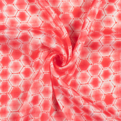 Desire Red Geometric Pattern Digital Print Crepe Silk Fabric