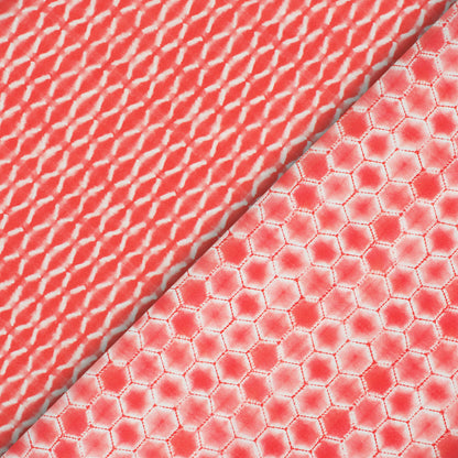 Desire Red Geometric Pattern Digital Print Crepe Silk Fabric