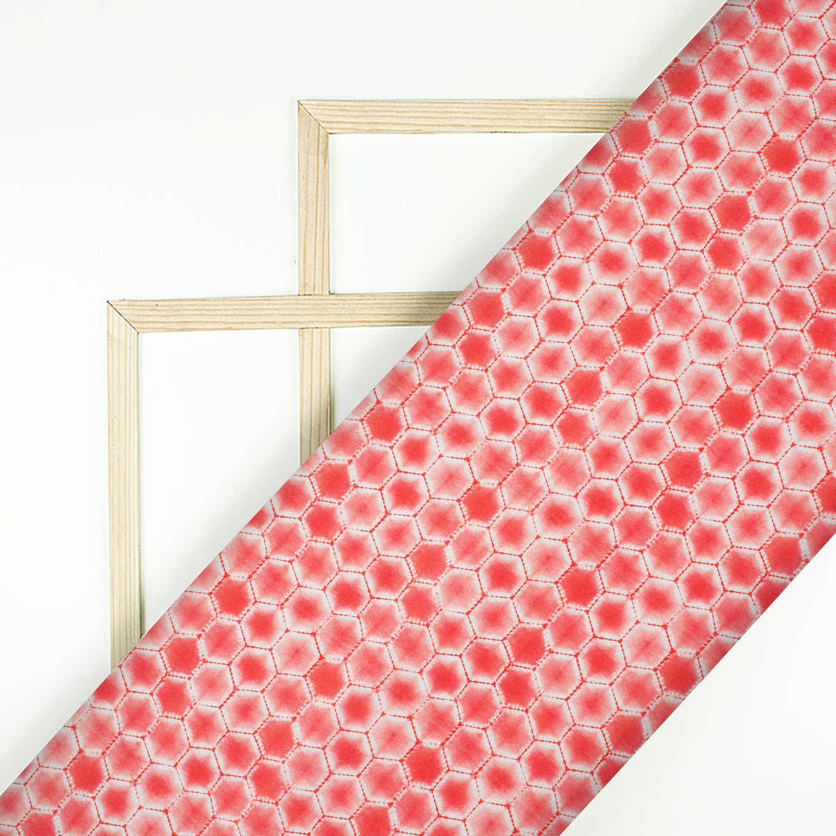 Desire Red Geometric Pattern Digital Print Crepe Silk Fabric