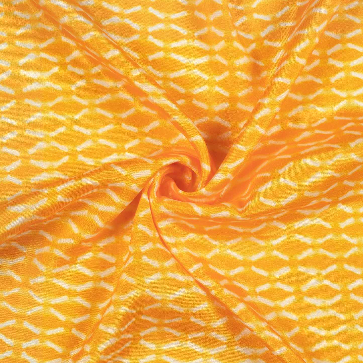 Amber Yellow Geometric Pattern Digital Print Crepe Silk Fabric