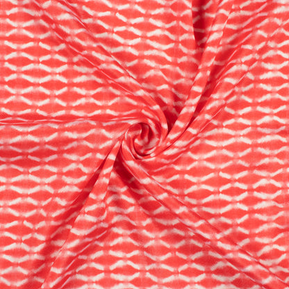 Desire Red Geometric Pattern Digital Print Crepe Silk Fabric