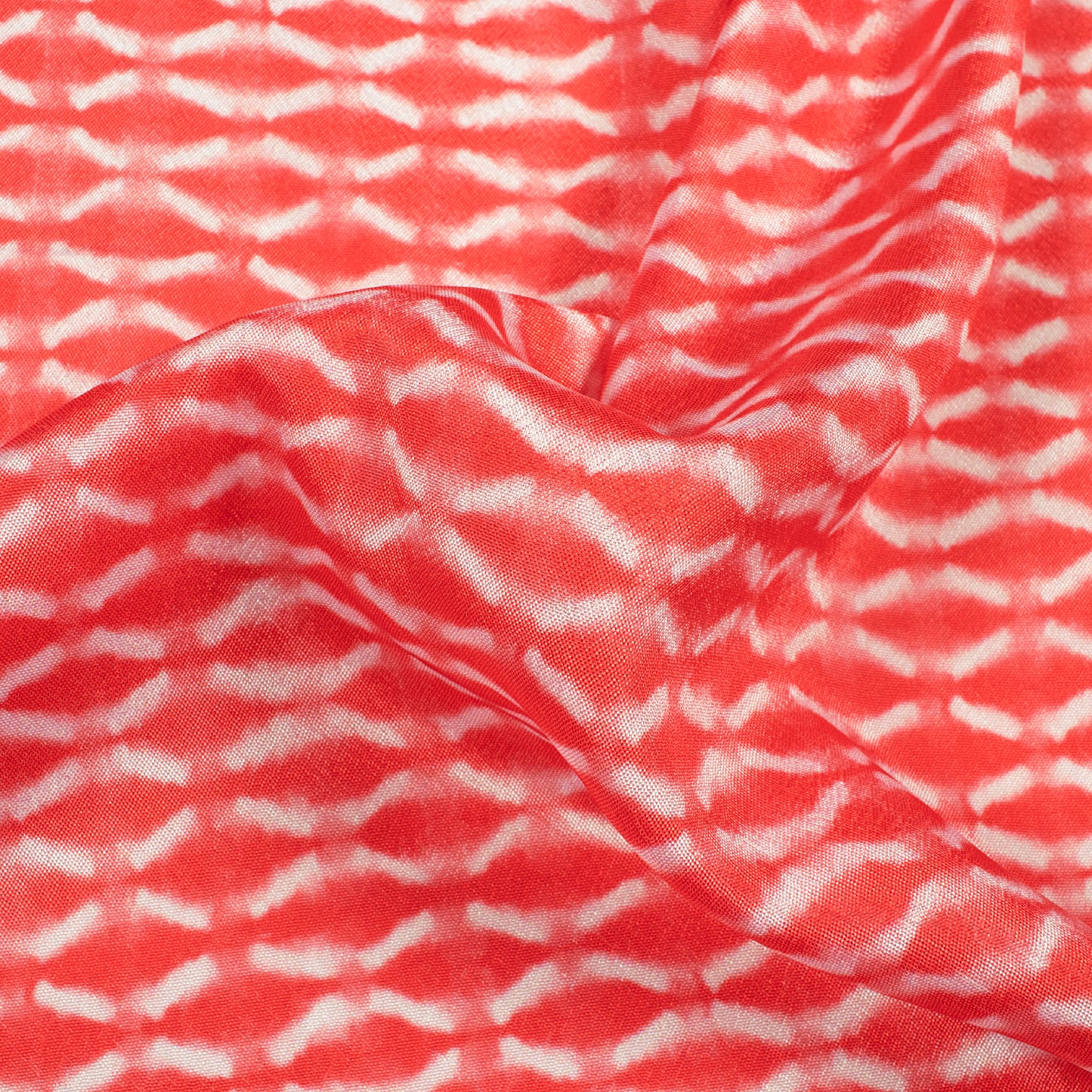 Desire Red Geometric Pattern Digital Print Crepe Silk Fabric