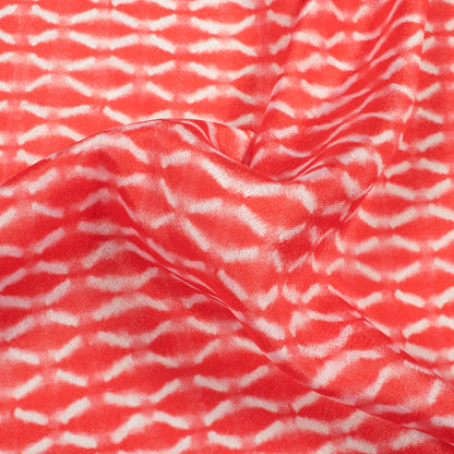Desire Red Geometric Pattern Digital Print Crepe Silk Fabric
