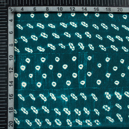 Dark Green And White Bandhanii Pattern Digital Print Crepe Silk Fabric