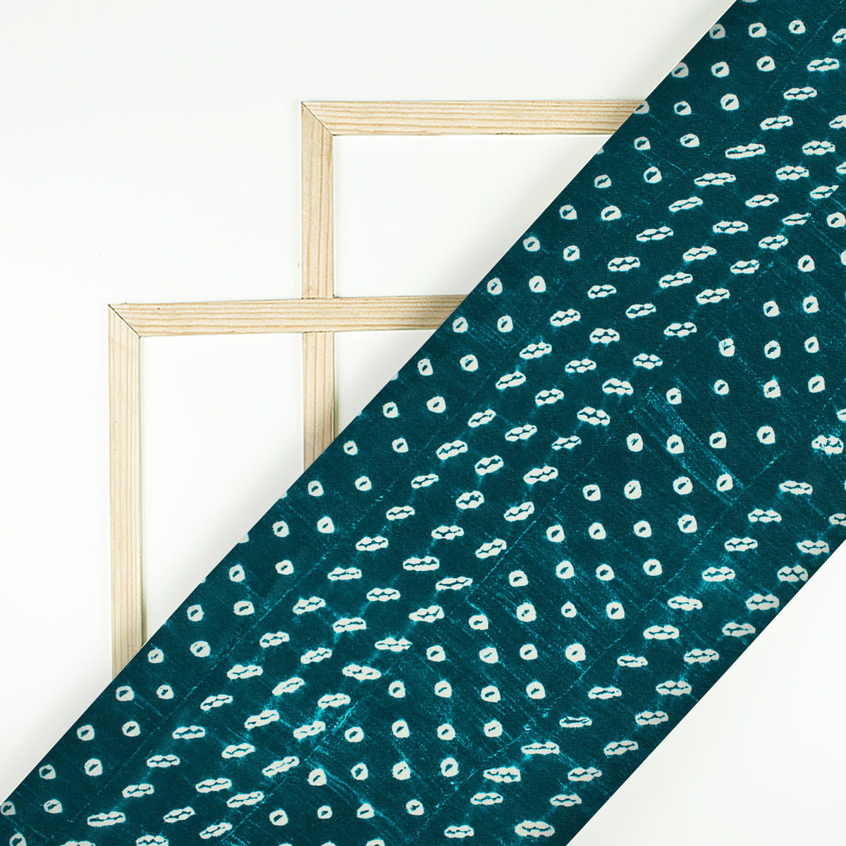 Dark Green And White Bandhani Pattern Digital Print Crepe Silk Fabric