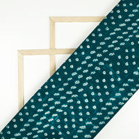 Dark Green And White Bandhanii Pattern Digital Print Crepe Silk Fabric