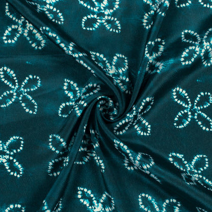 Dark Green And White Floral Pattern Digital Print Crepe Silk Fabric