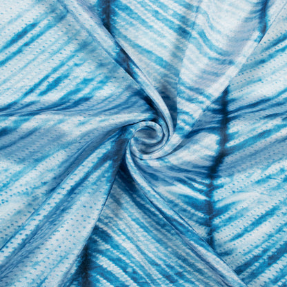 Steel Blue Chevron Pattern Digital Print Crepe Silk Fabric