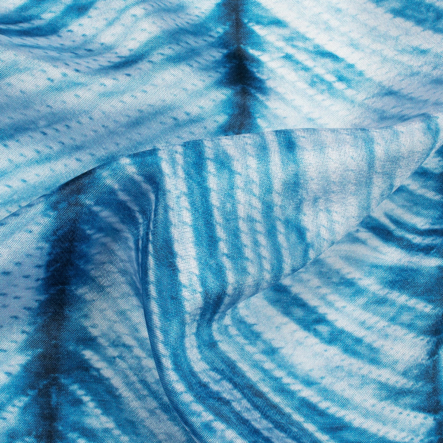 Steel Blue Chevron Pattern Digital Print Crepe Silk Fabric