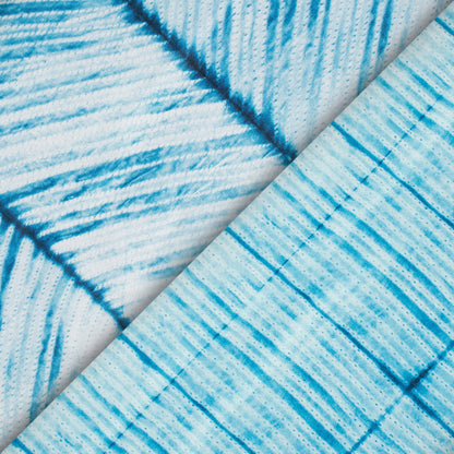 Steel Blue Chevron Pattern Digital Print Crepe Silk Fabric