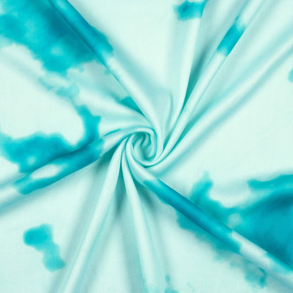 Sky Blue  Tye And Dye Pattern Digital Print Lycra Fabric (Width 58 Inches)