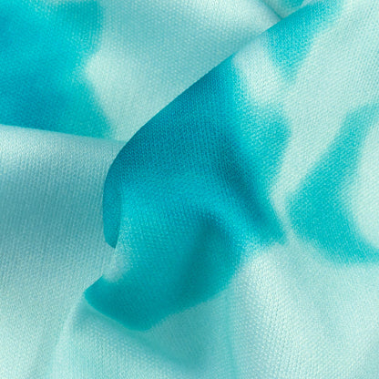 Sky Blue  Tye And Dye Pattern Digital Print Lycra Fabric (Width 58 Inches)