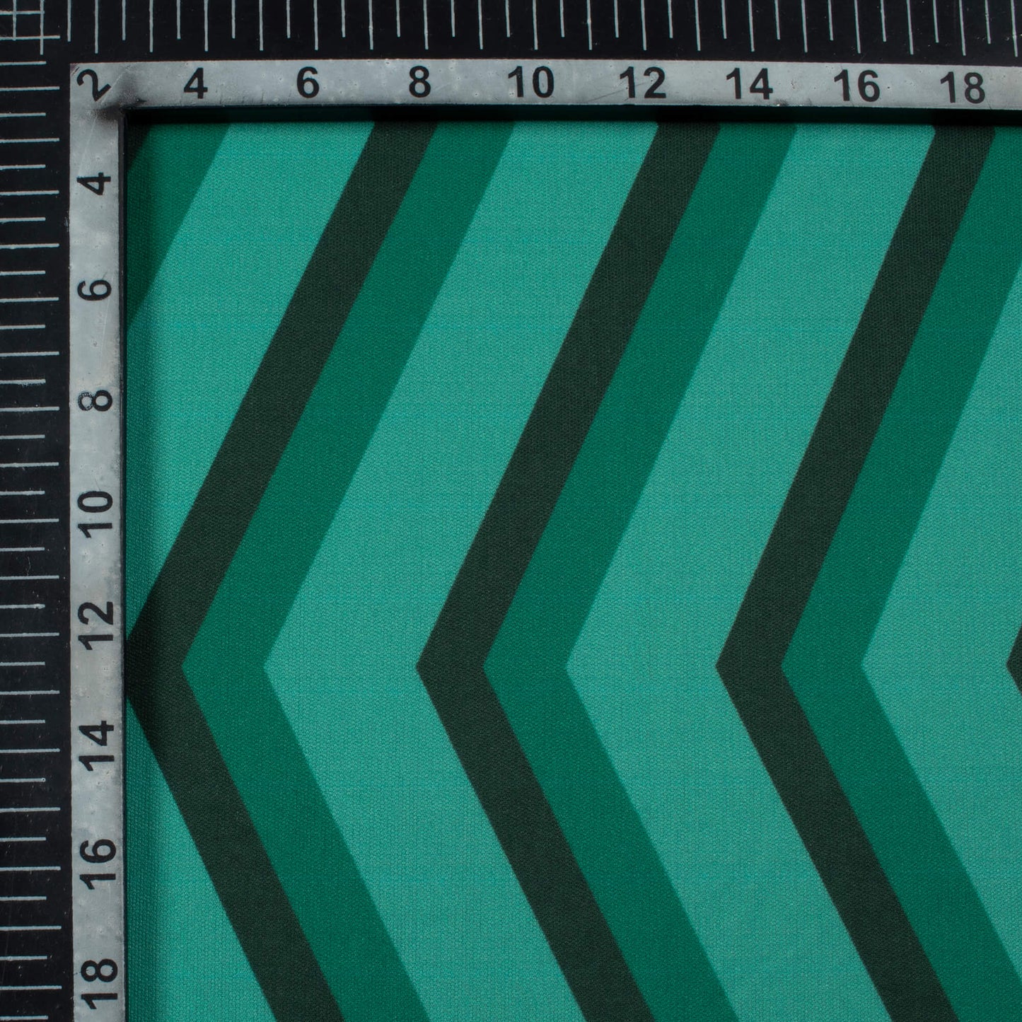 Pine Green And Black Chevron Pattern Digital Print Lycra Fabric (Width 58 Inches)