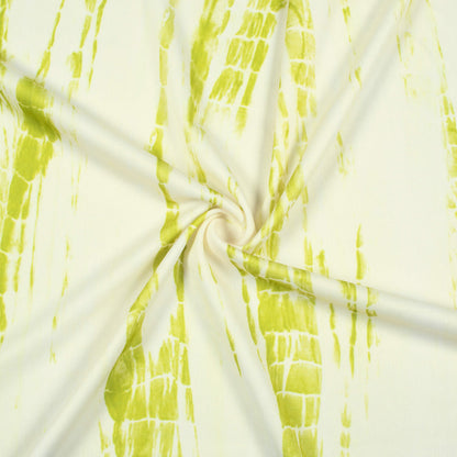 Olive Green And Cream Shiiborii Pattern Digital Print Lycra Fabric (Width 58 Inches)