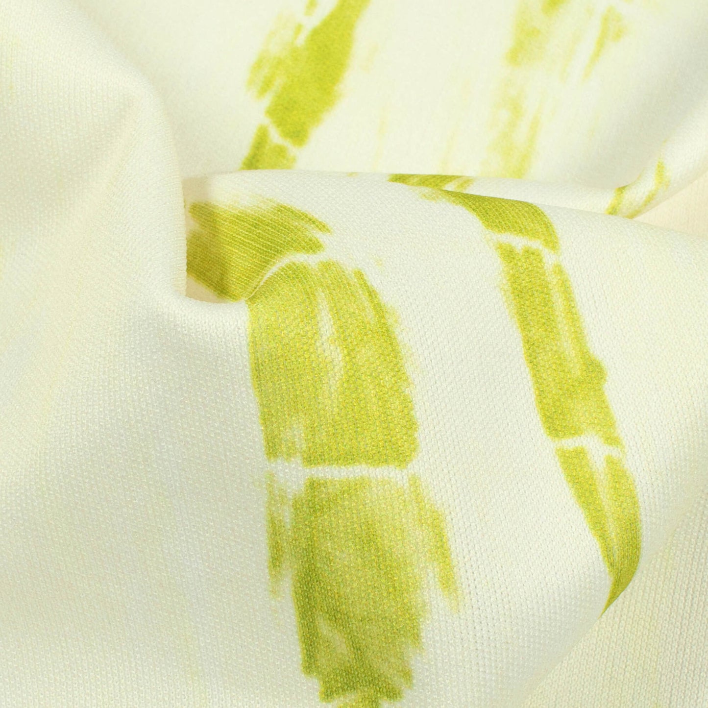Olive Green And Cream Shibori Pattern Digital Print Lycra Fabric (Width 58 Inches)