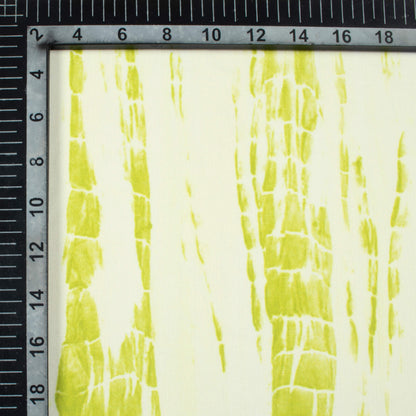 Olive Green And Cream Shiiborii Pattern Digital Print Lycra Fabric (Width 58 Inches)