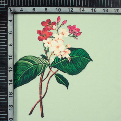 Laurel Green And Pink Floral  Pattern Digital Print Lycra Fabric (Width 58 Inches)