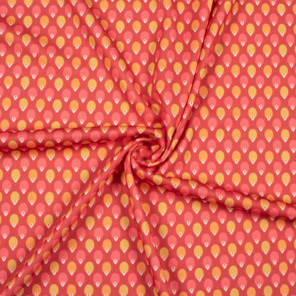 Blush Red And Mellow Yellow Geometric  Pattern Digital Print Lycra Fabric (Width 58 Inches)