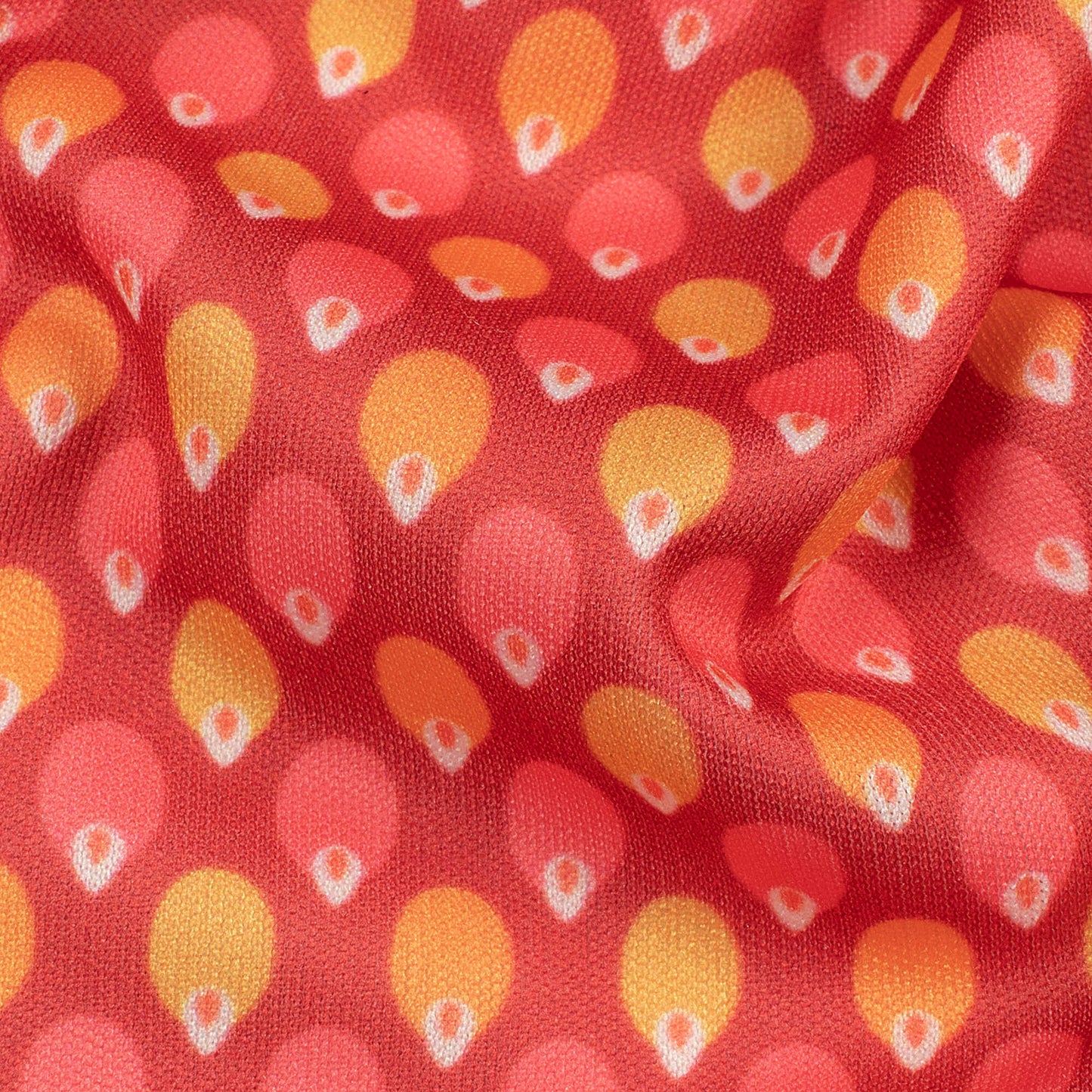 Blush Red And Mellow Yellow Geometric  Pattern Digital Print Lycra Fabric (Width 58 Inches)