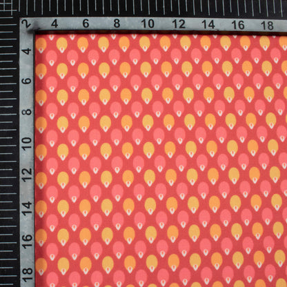Blush Red And Mellow Yellow Geometric  Pattern Digital Print Lycra Fabric (Width 58 Inches)