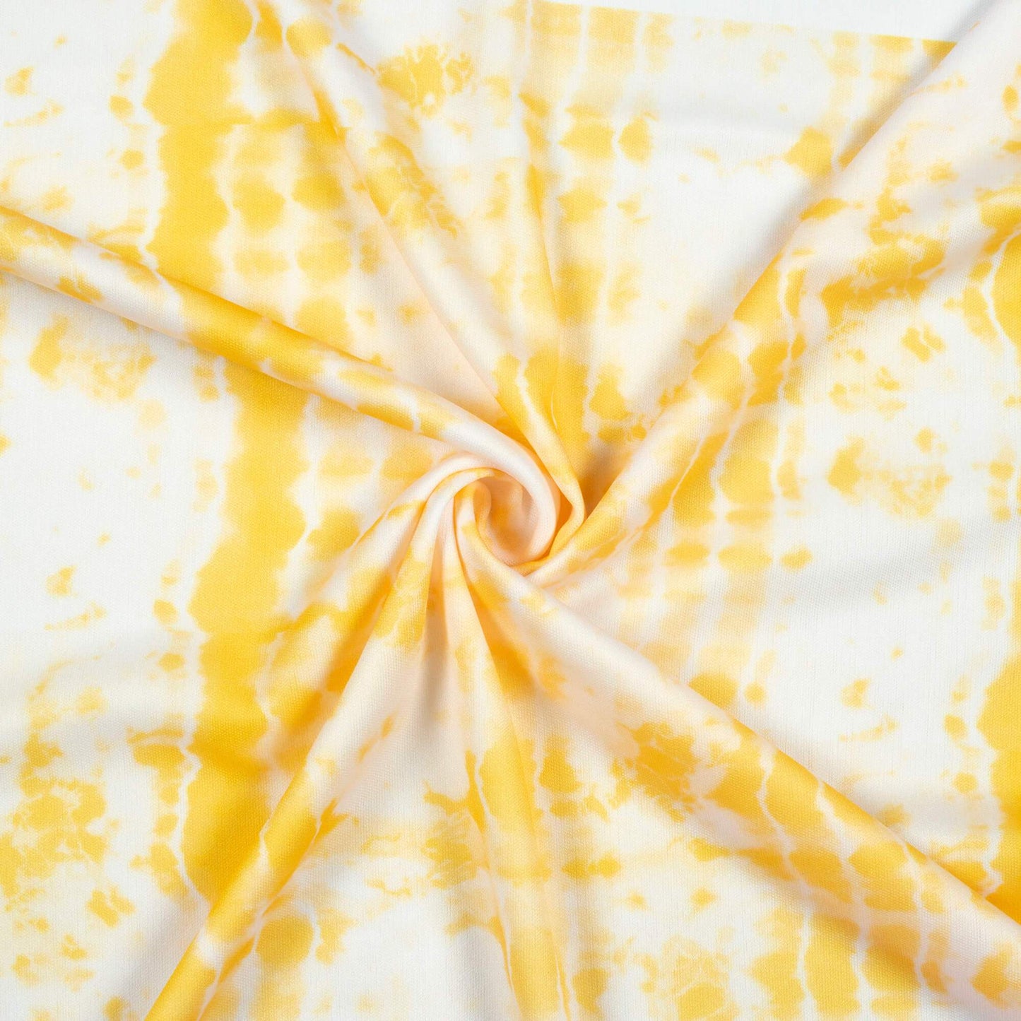 (Cut Piece 0.9 Mtr) Banana Yellow And White Shibori Pattern Digital Print Lycra Fabric (Width 58 Inches)