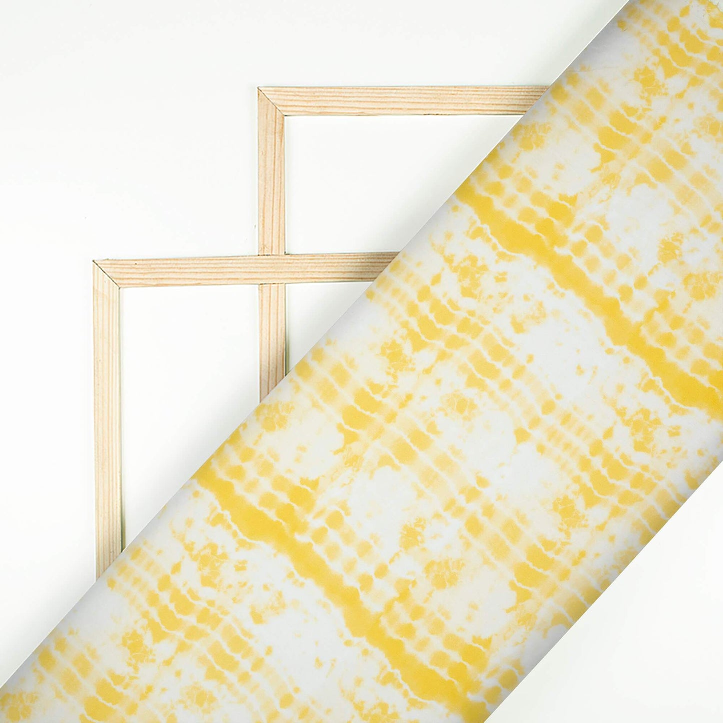 (Cut Piece 0.9 Mtr) Banana Yellow And White Shibori Pattern Digital Print Lycra Fabric (Width 58 Inches)