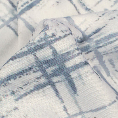 White And Grey Brush Pattern Digital Print Lycra Fabric (Width 58 Inches)