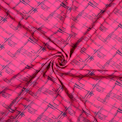 Punch Pink Brush Pattern Digital Print Lycra Fabric (Width 58 Inches)