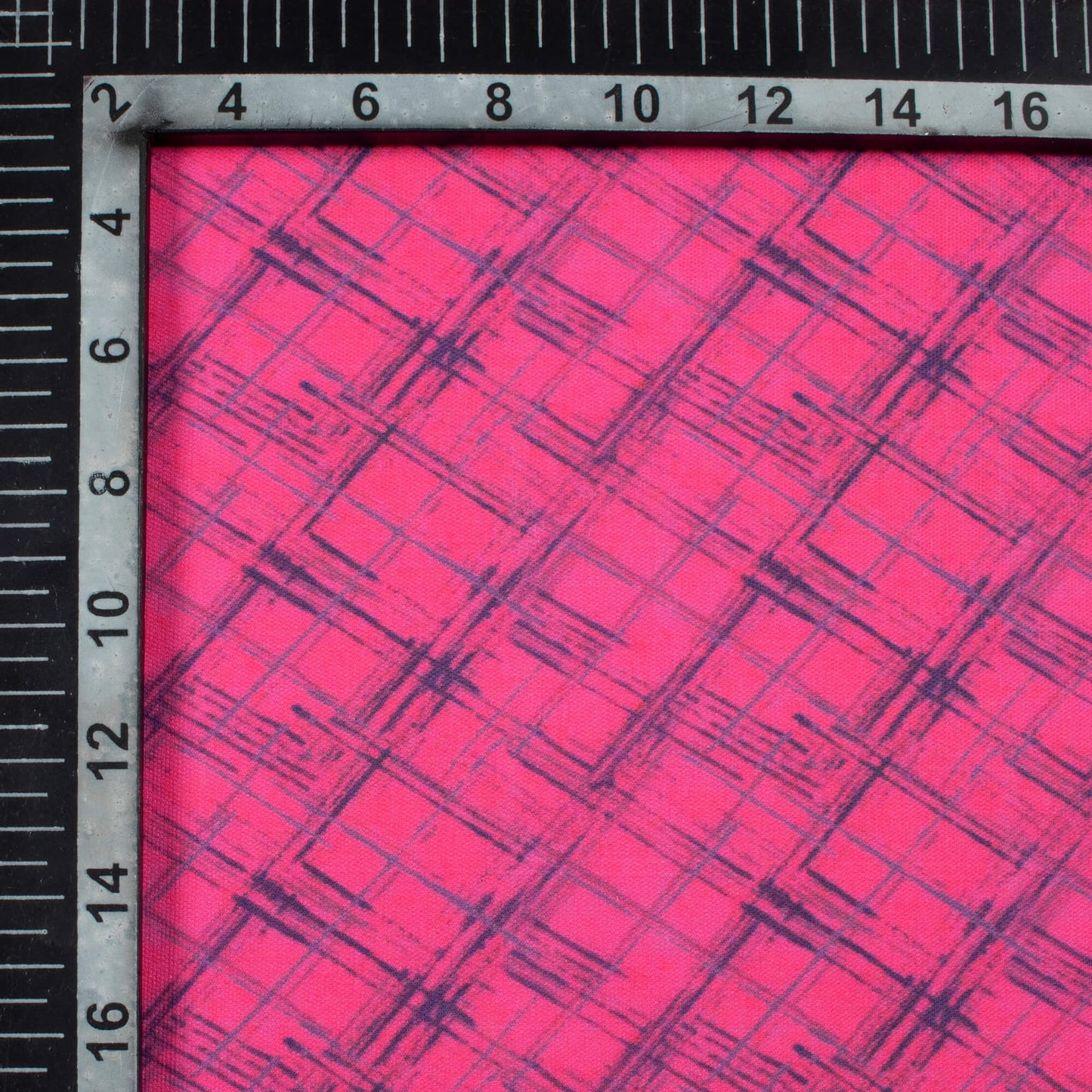 Punch Pink Brush Pattern Digital Print Lycra Fabric (Width 58 Inches)