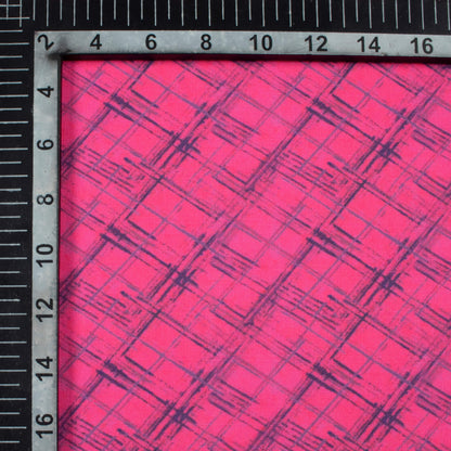 Punch Pink Brush Pattern Digital Print Lycra Fabric (Width 58 Inches)