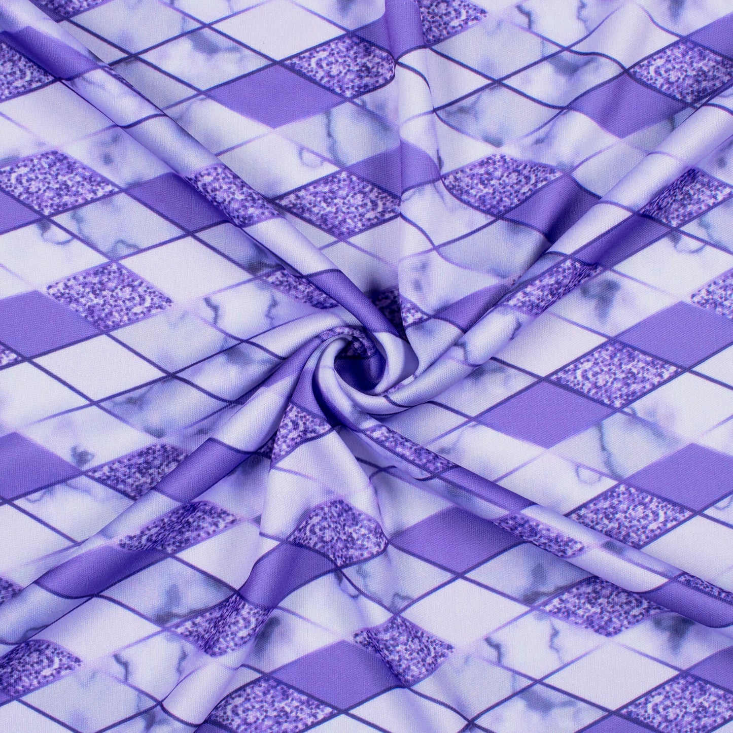 Very Peri Geometric Pattern Digital Print Lycra Fabric (Width 58 Inches)