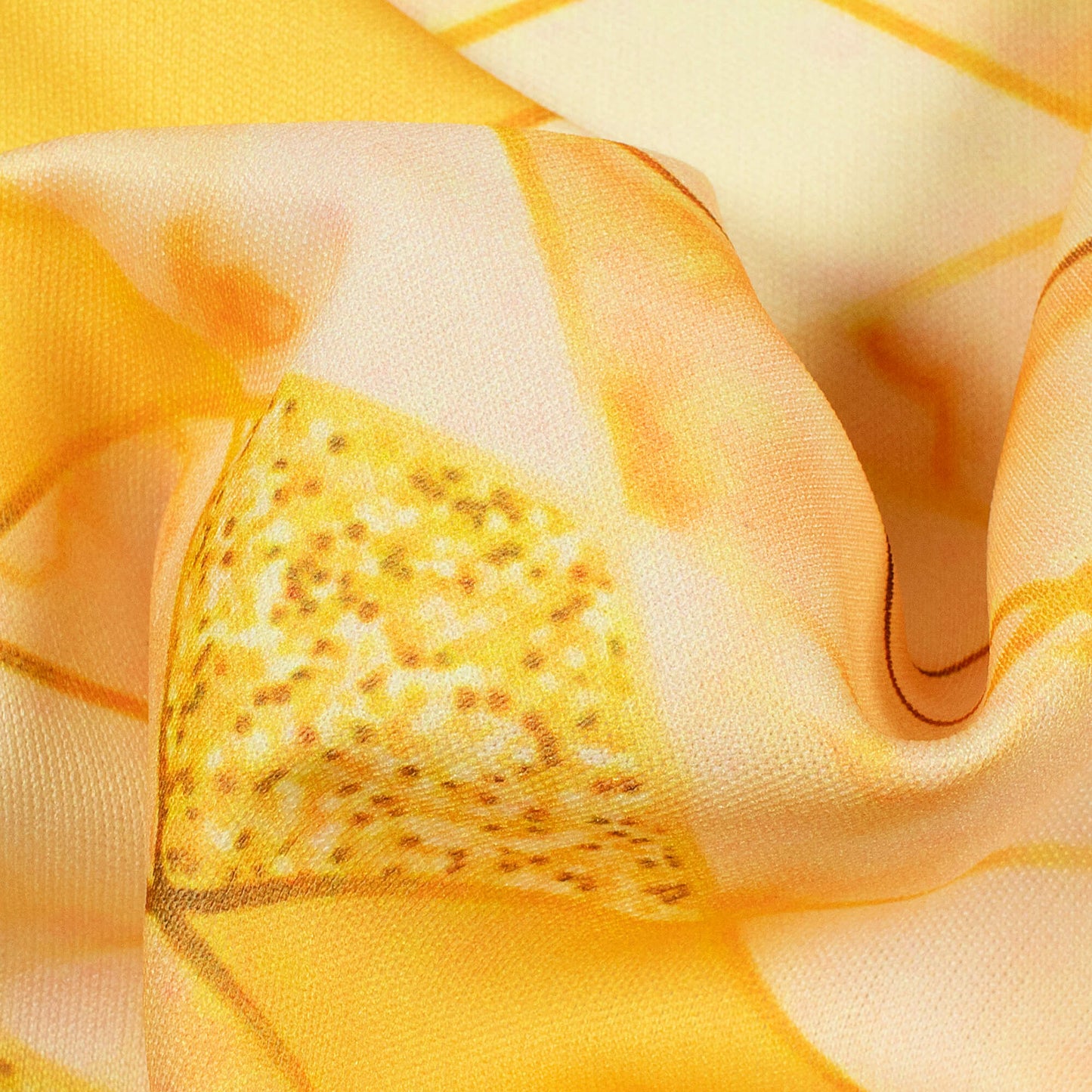 Bumblebee Yellow Geometric Pattern Digital Print Lycra Fabric (Width 58 Inches)