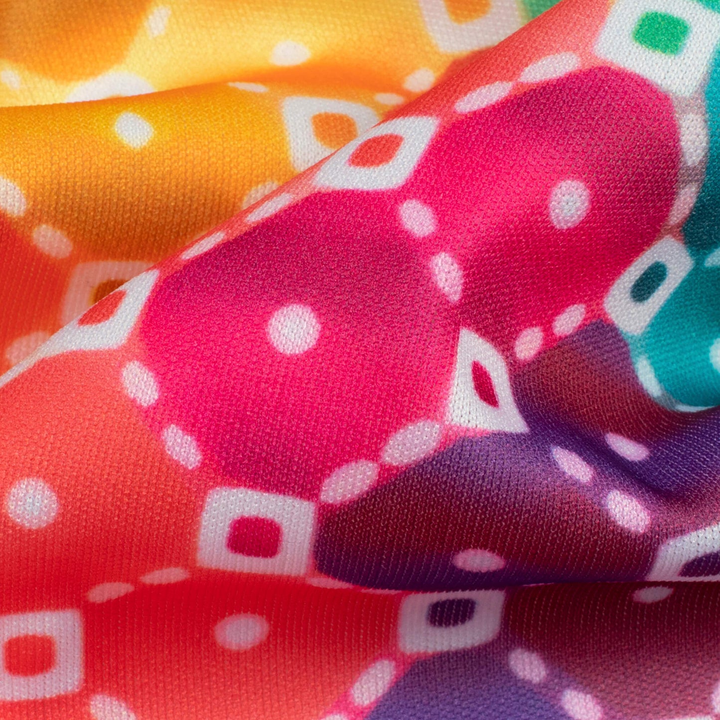 Multi-Color Checks Pattern Digital Print Lycra Fabric (Width 58 Inches)