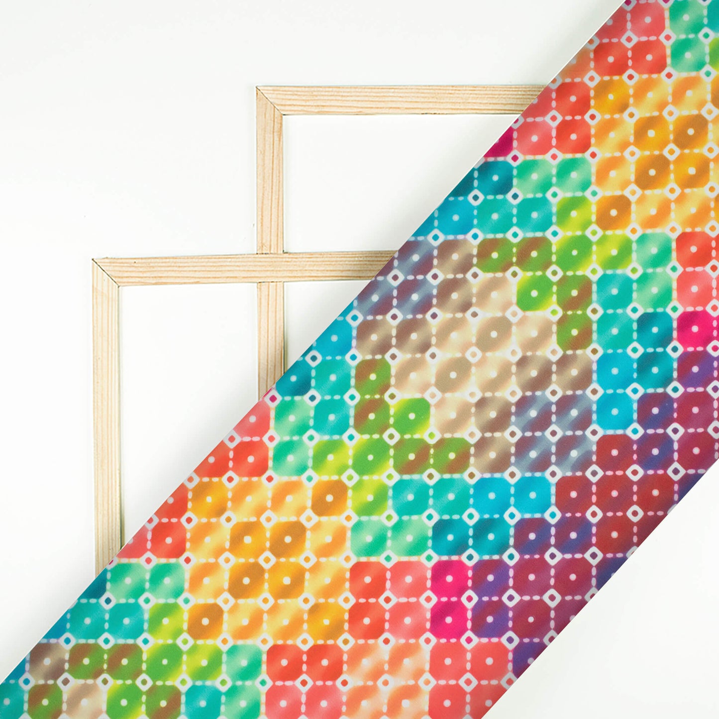 Multi-Color Checks Pattern Digital Print Lycra Fabric (Width 58 Inches)