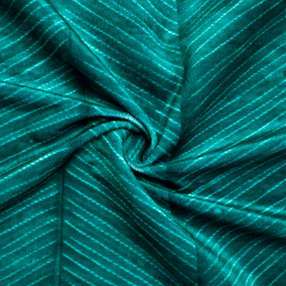 Deep Sea Green Chevron Pattern Digital Print Velvet Fabric (Width 58 Inches)