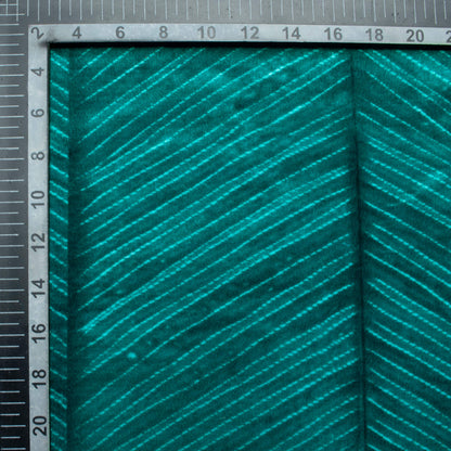 Deep Sea Green Chevron Pattern Digital Print Velvet Fabric (Width 58 Inches)