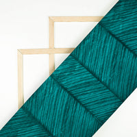 Deep Sea Green Chevron Pattern Digital Print Velvet Fabric (Width 58 Inches)