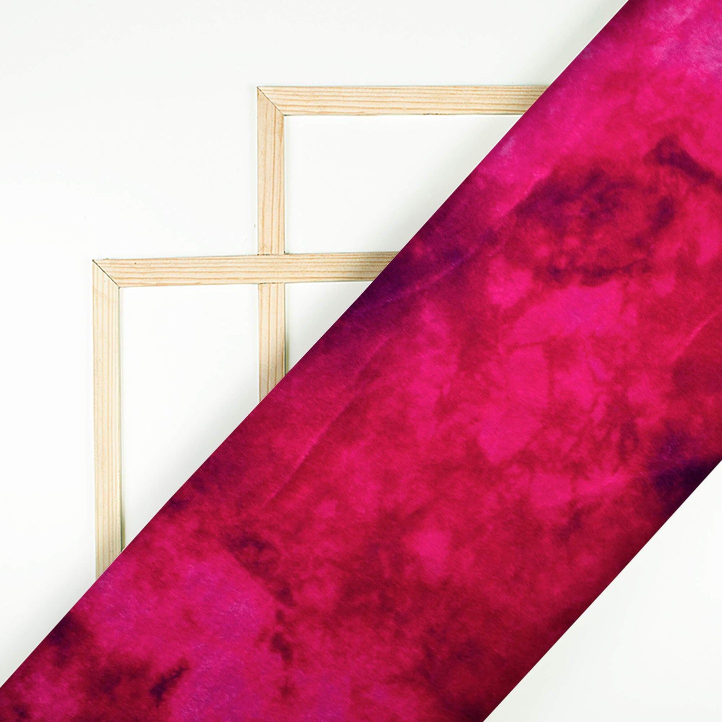 (Cut Piece 0.7 Mtr) Ruby Pink And Purple Tie & Dye Pattern Digital Print Velvet Fabric (Width 54 Inches)