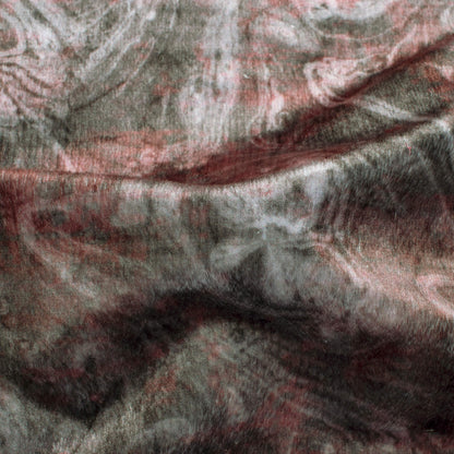 Grey And Pink Abstract Pattern Digital Print Velvet Fabric (Width 58 Inches)