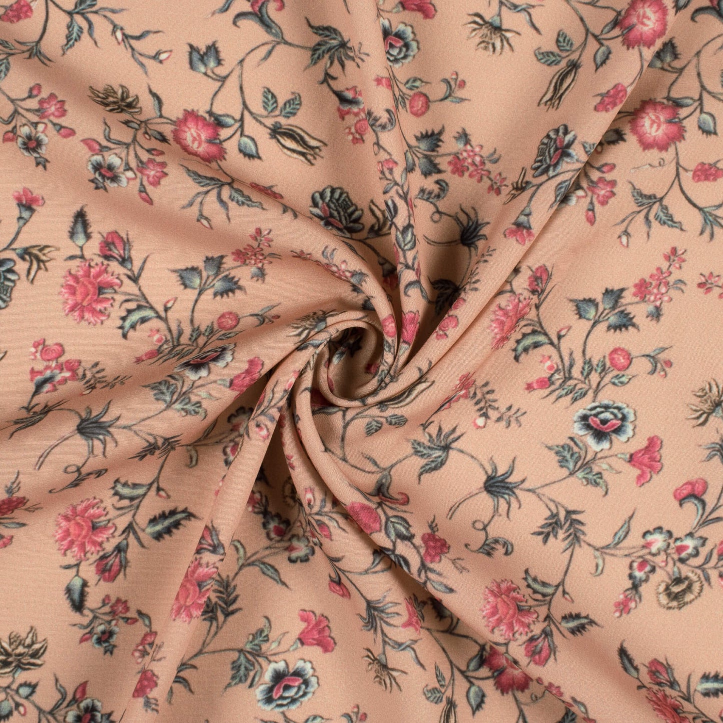 Daisy Peach And Rose Pink Floral Pattern Digital Print Royal BSY Crepe Fabric