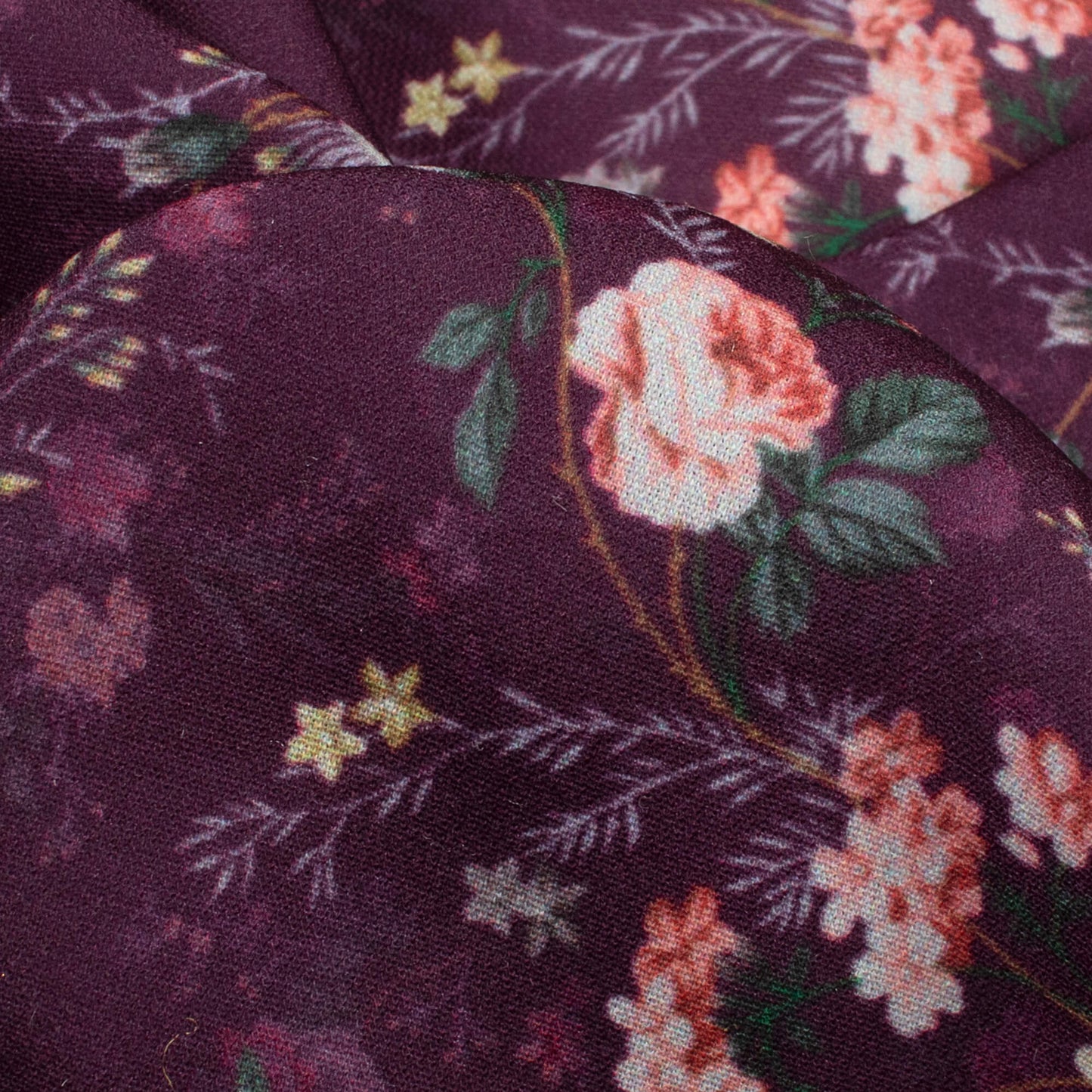 Mulberry Purple And Pink Floral Pattern Digital Print BSY Crepe Fabric