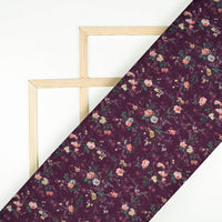 Mulberry Purple And Pink Floral Pattern Digital Print BSY Crepe Fabric
