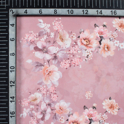 Thulian Pink Floral Pattern Digital Print BSY Crepe Fabric