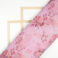Lavender Pink Floral Pattern Digital Print BSY Crepe Fabric