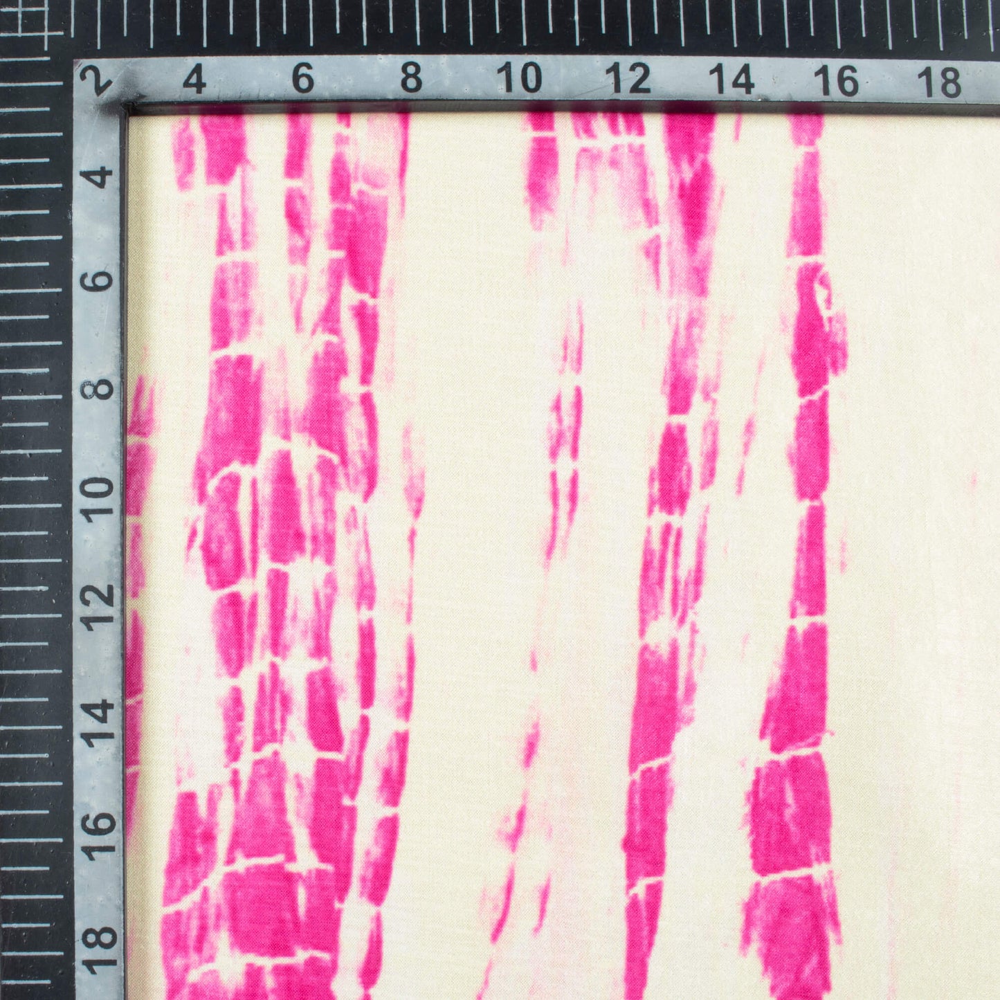 Cream And Hot Pink Shibori Pattern Digital Print Flat Silk Fabric