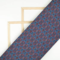 Aegean Blue And Maroon Traditional Pattern Digital Print Cotton Cambric Fabric