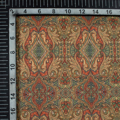 Trombone Yellow And Red Traditional Pattern Digital Print Cotton Cambric Fabric